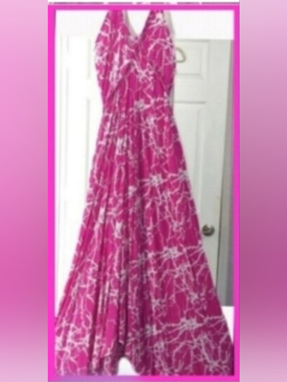 Pink Backless Halter Beach Maxi Dress Loungewear, Swimsuit Coverup One Size - Picture 1 of 8